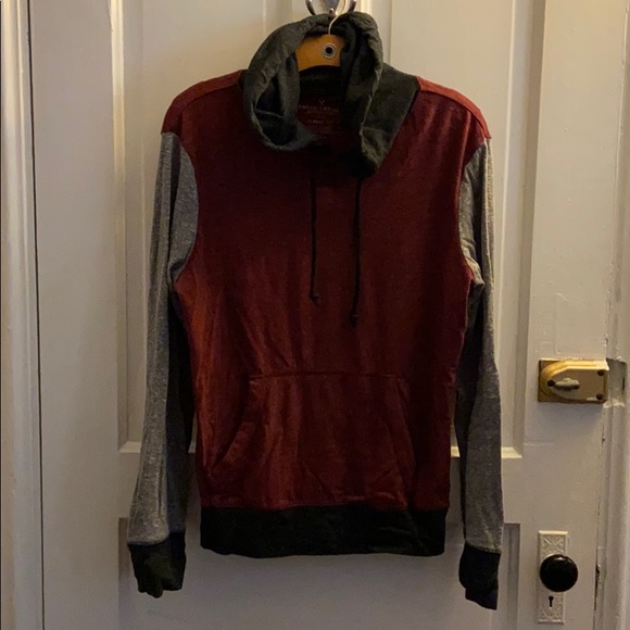 American Eagle Long Sleeve Color Block Hoodie Tee - Picture 1 of 4